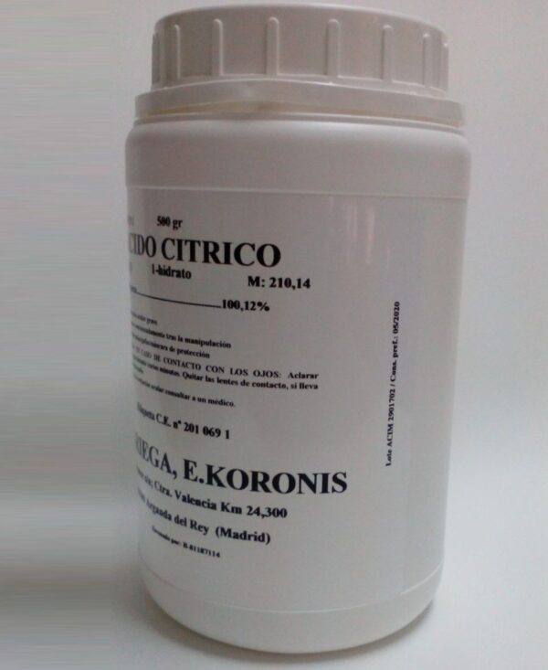 Ácido cítrico (500 gramos) (Conservante de alimentos, eliminación acidez...)
