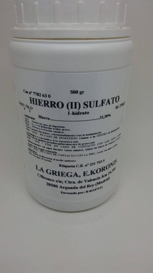 Sulfato de Hierro II (500 gramos) (Tratamiento de césped, abono, colorante, ...)