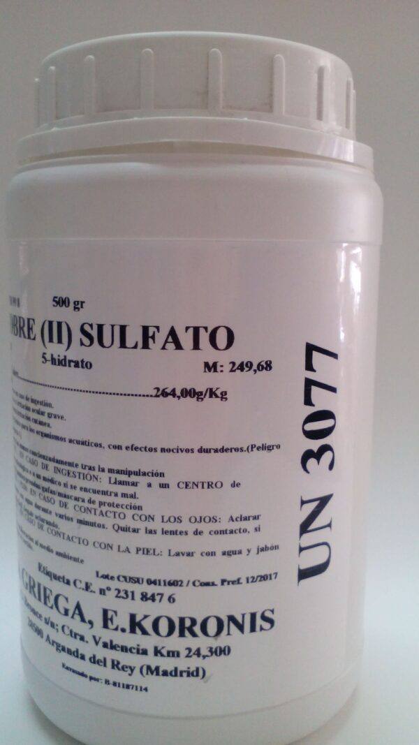 Sulfato de cobre (500 gramos) (Piscinas, plantas, cultivos,...)