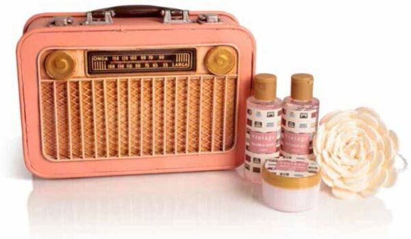 Set de baño Radio maletín vintage (gel, burbujas, esponja y exfoliante) - Regalos