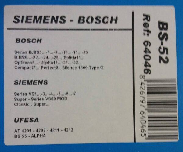 Bolsas para aspirador Siemens Bosch BS52 (caja con 6 bolsas)