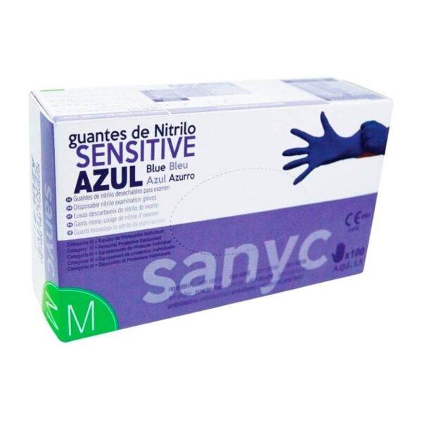 Guantes de nitrilo sin polvo - talla M - Sanyc (100 unidades)